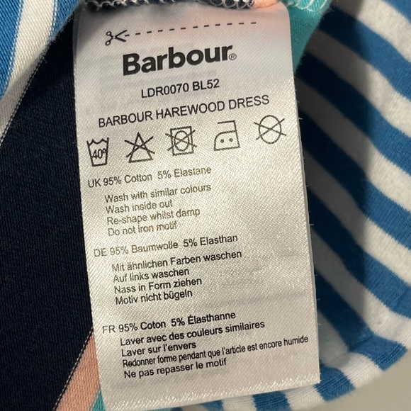 Barbour Harewood Striped Jersey cap sleeve Dress Size 6 - Picture 3 of 6